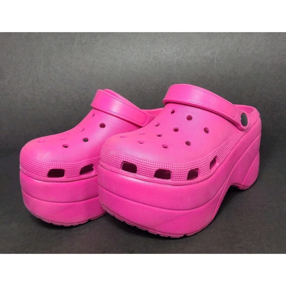 Platform Clogs Womens Size 6 Pink EVA Chunky Foam Slides Y2K Barbiecore